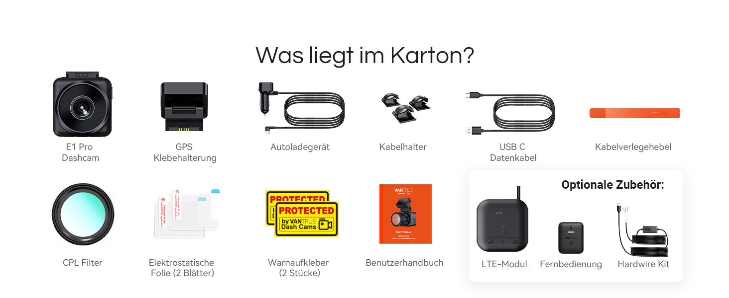 Відеореєстратор VANTRUE E1 Pro 4K HDR STARVIS: Автомобільний відеореєстратор з GPS, Wi-Fi, нічним баченням та паркувальним режимом