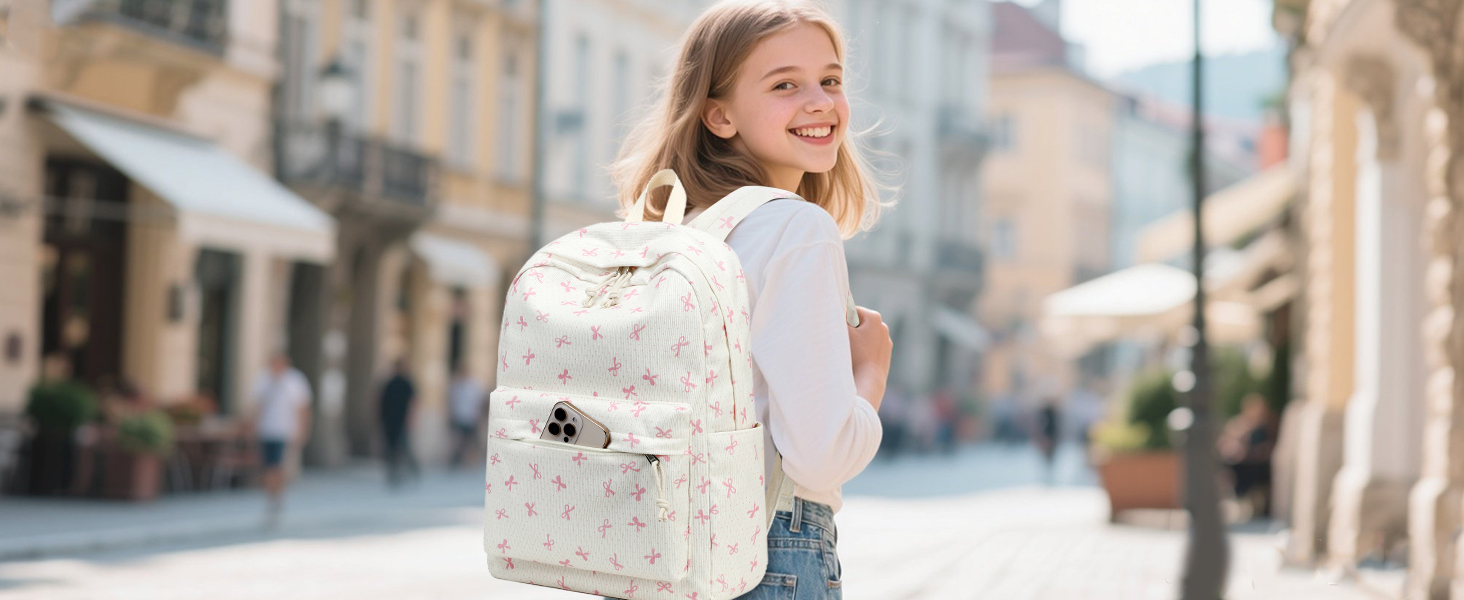 Шкільний рюкзак LEDAOU для хлопчиків та дівчаток-підлітків, білий з ромашками, чорний, рюкзак з рожевими метеликами