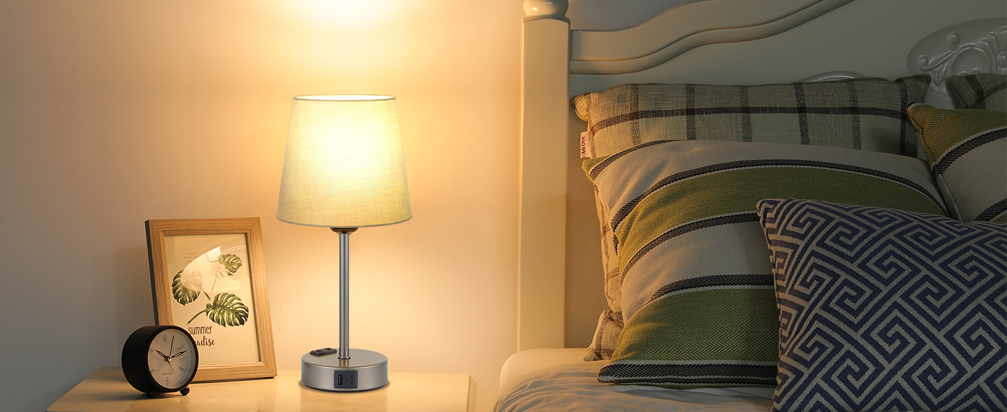 Настільна лампа Kakanuo з торшером, 2 шт. з USB-портами та диммуванням, для спальні, вітальні, дитячої кімнати, офісу (сірий)