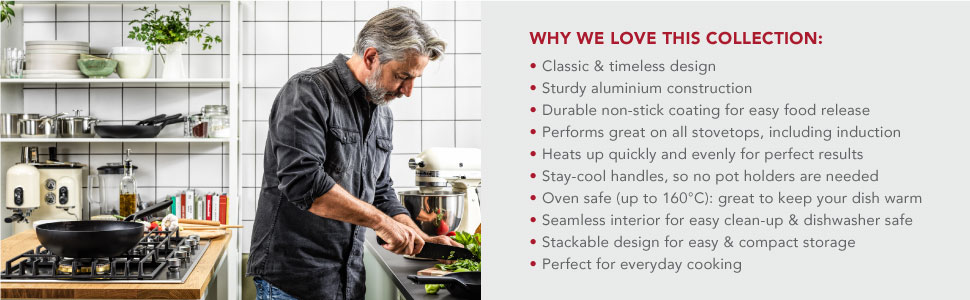 Сковорода для млинців KitchenAid Classic 24 см, кована, анодований алюміній, керамічне антипригарне покриття без PFAS, для індукції, духовки, посудомийки, чорна