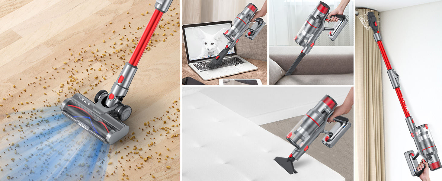 Акумуляторний пилосос Aonus A9 Pro, пластиковий, червоний, 500 Вт, об'єм 1 літр, 60 дБ