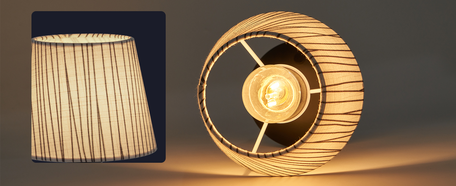 Акумуляторна настільна лампа: портативна, бездротова з димером, для дому та саду, з абажуром з льону, антична металева біла, з смугастим абажуром (чорно-білий)