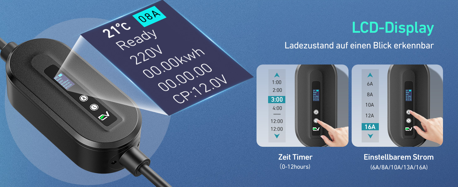 Кабель для зарядки електромобіля EVJUICION Typ 2 Schuko, 3.68kW, 6м, 6-16A, IP67. Підходить для ID.3, ID.4, X1, Model Y/3 та інших PHEV/EV