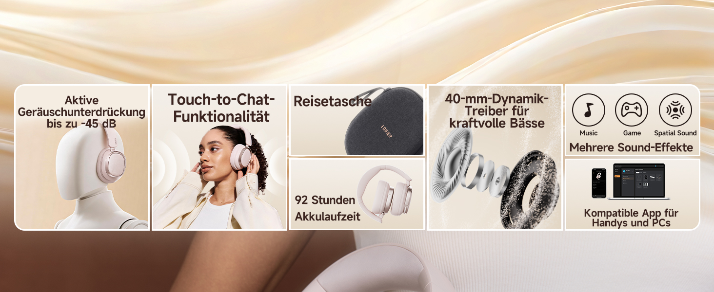 Навушники бездротові Edifier ES850NB Over-Ear з шумозаглушенням, Hi-Res Audio, Bluetooth 5.4, рожеві