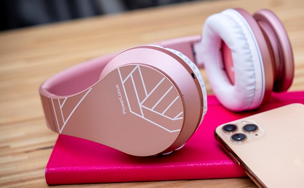 Бездротові навушники PowerLocus Over Ear Bluetooth з мікрофоном (Рожеве золото)