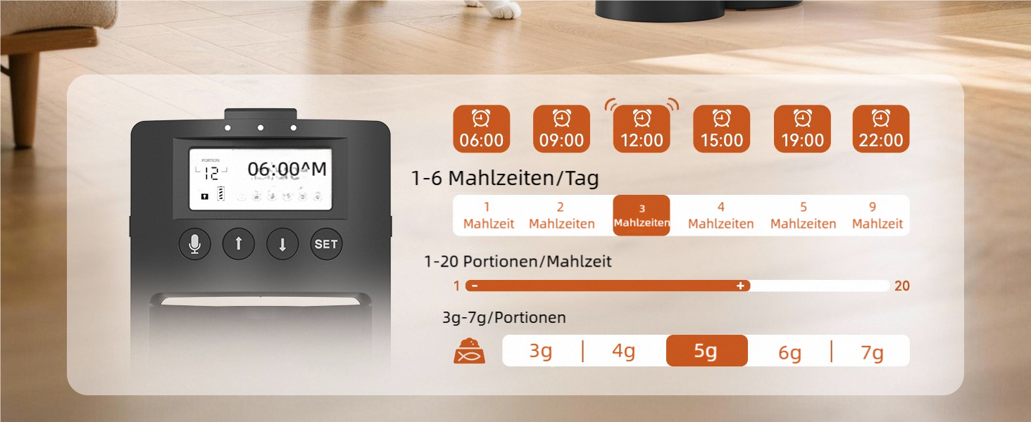 Автомат годівлі для котів 4.2L з окремою мискою, програмоване годування, подвійне живлення, 6 прийомів їжі на день (Чорний), миска з нержавіючої сталі