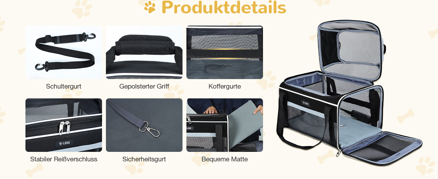 Транспортна сумка для собак та котів, розширювана, до 6 кг, чорна, M