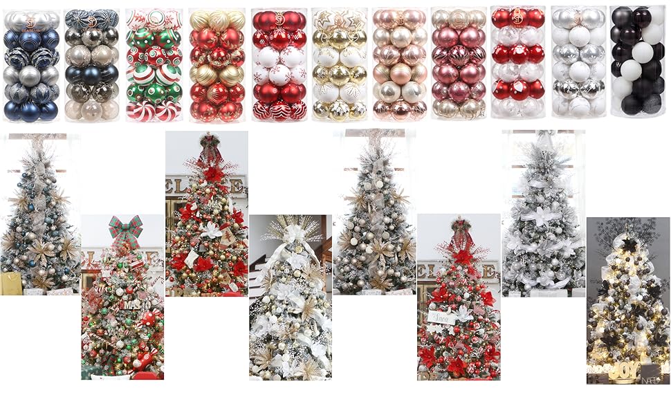 Набір прикрас для ялинки Sea Team: кульки та орнаменти, 60 мм, червоний та білий, 30 шт.