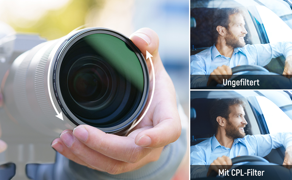 NEEWER 49mm CPL Поляризаційний фільтр з оптичним HD склом, двостороннє покриття 30 шарів, алюмінієва рамка, вологостійкий, стійкий до подряпин, антибліковий