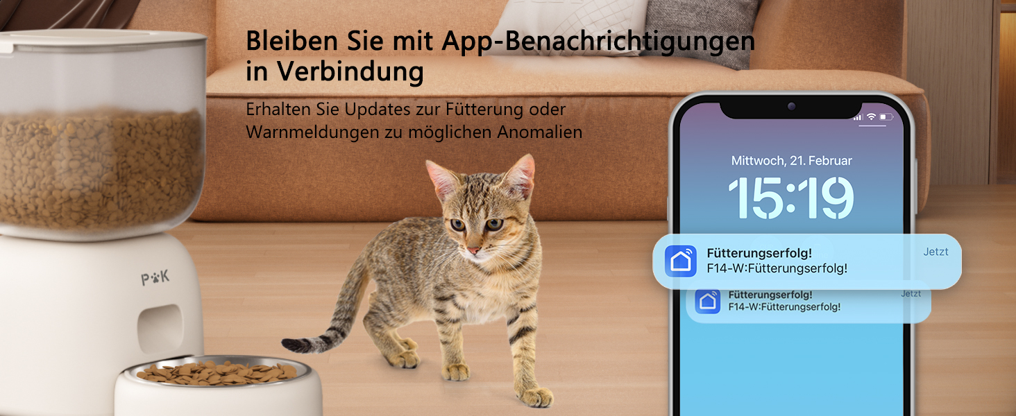 Автоматичний годівник для котів PUPPY KITTY з Wi-Fi керуванням через додаток, з нержавіючою чашею, функцією запису 10 секунд, 1-10 прийомів їжі на день (Бежевий)