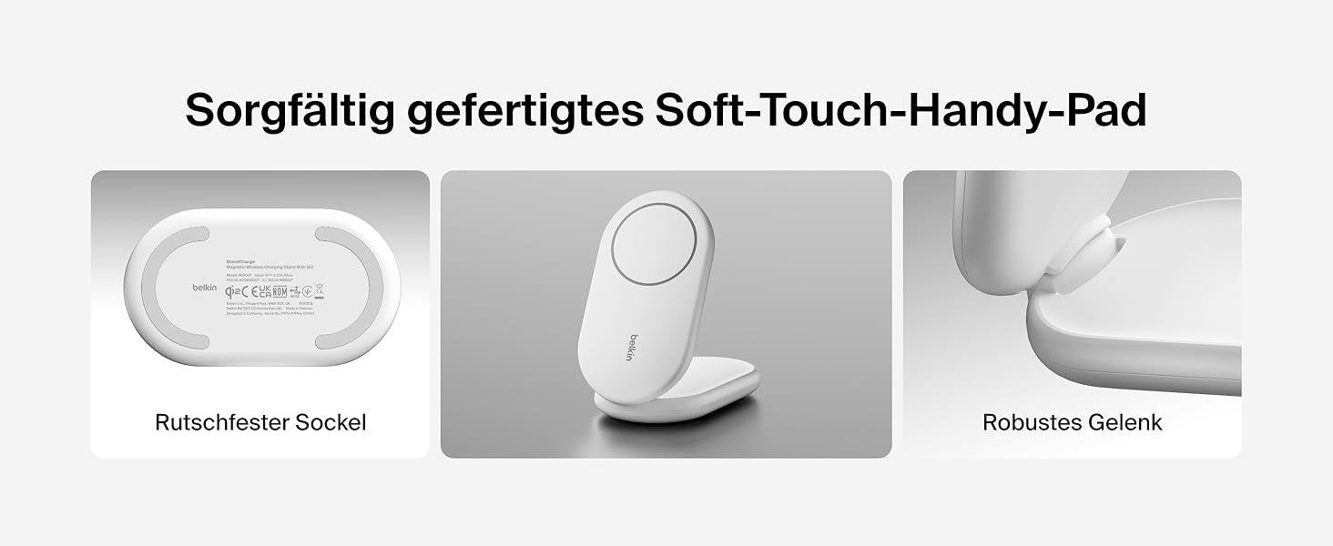 Белкін BoostCharge Магнітний складний бездротовий зарядний пристрій Qi2, 15 Вт, сумісний з MagSafe для iPhone 17, Air, 16, 15, 14, 13, 12, Pixel, з підтримкою Standy-режиму – білий