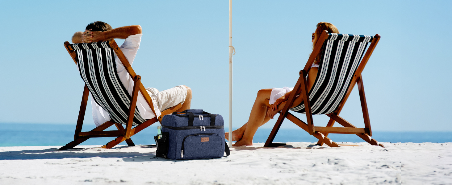 Термосумка LifeWit 30L для пікніка, пляжу, роботи та подорожей (темно-синій)