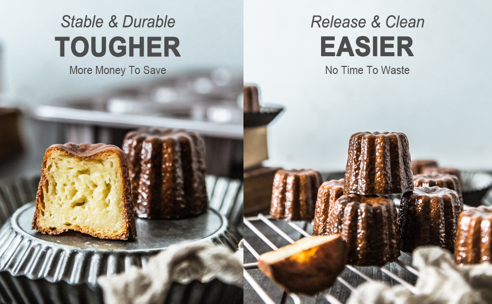 Форма для випікання канеле CHEFMADE, 6 осередків, антипригарна, для кексів і мафінів, шампань золото