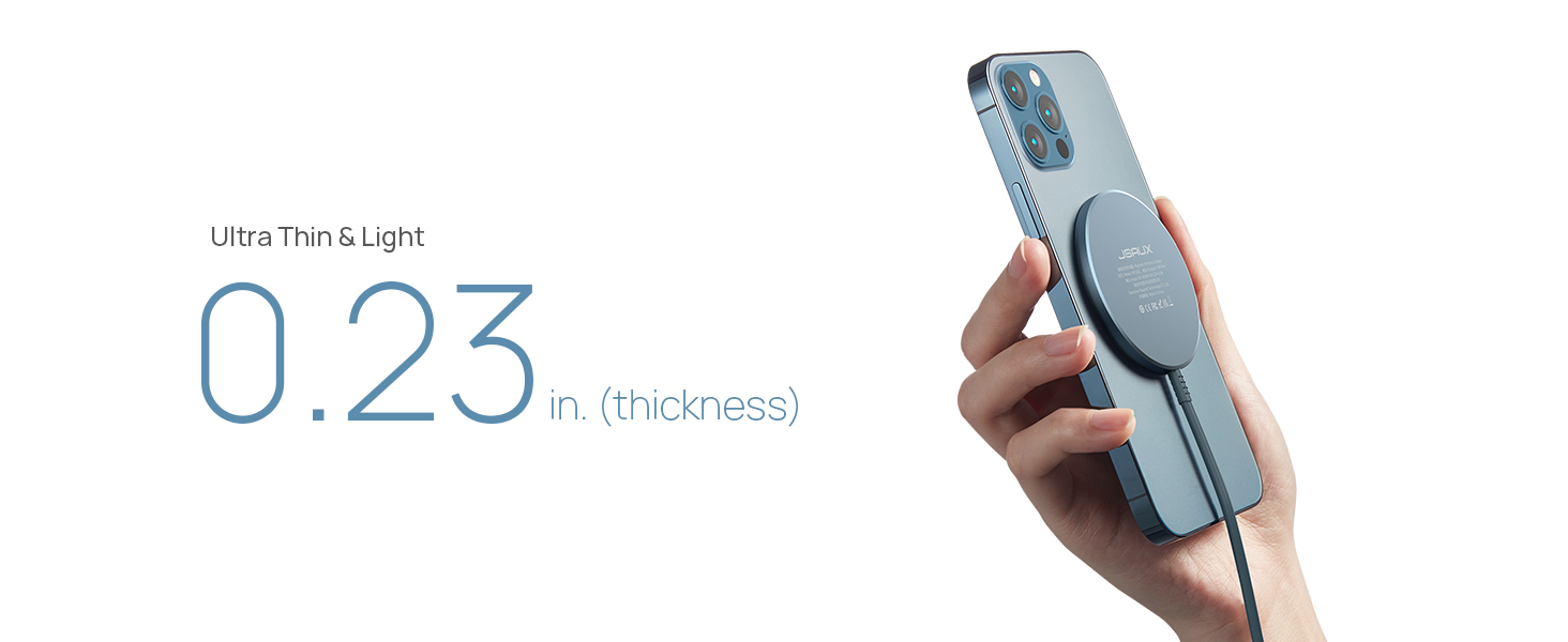 Бездротовий зарядний пристрій JSAUX MagSafe 15W, сумісний з iPhone 17 Air Pro Max, iPhone 16/15/14/13/12, AirPods 3/2, блакитний