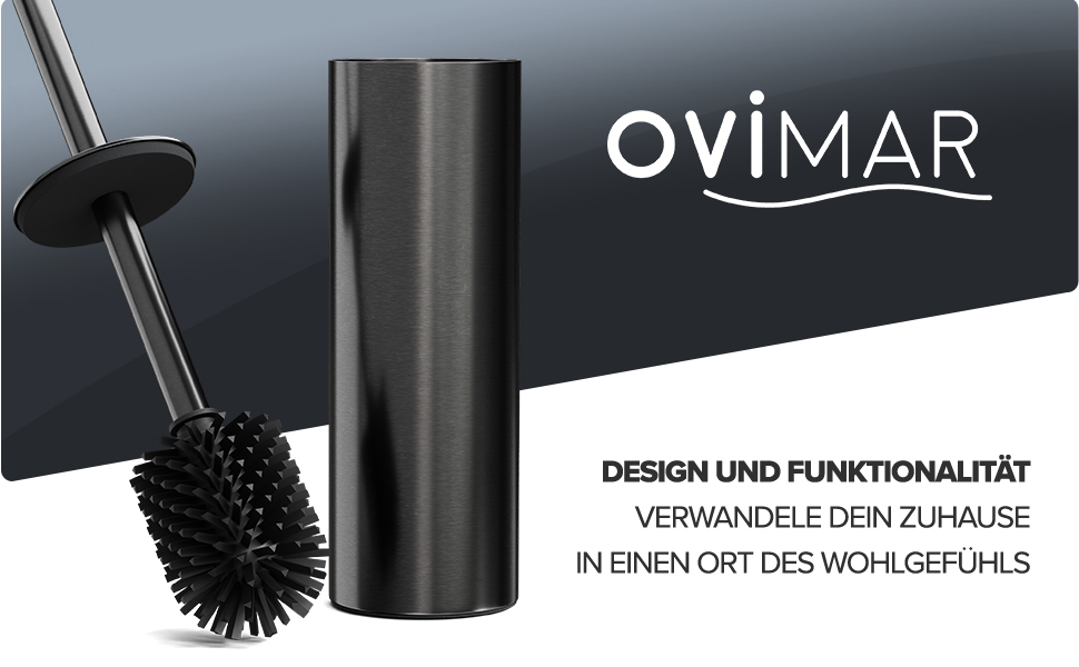 Торгова ручка для унітазу Ingoy | Силіконова щітка для унітазу | Чорна | з нержавіючої сталі з кришкою, для ванної та гостьового WC | Замінний насадок | Стильний дизайн (Бронза À Canon)