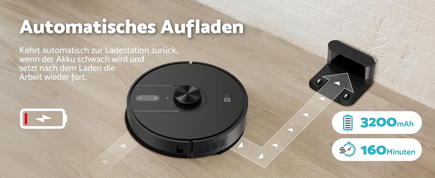 Робот-пилосос Aeco X5 VacuBot з функцією миття підлоги. Потужність всмоктування 5000Pa, лазерна навігація, час роботи до 160 хвилин, керування через додаток та пультом. Ідеально для шерсті тварин, килимів та твердих підлог.