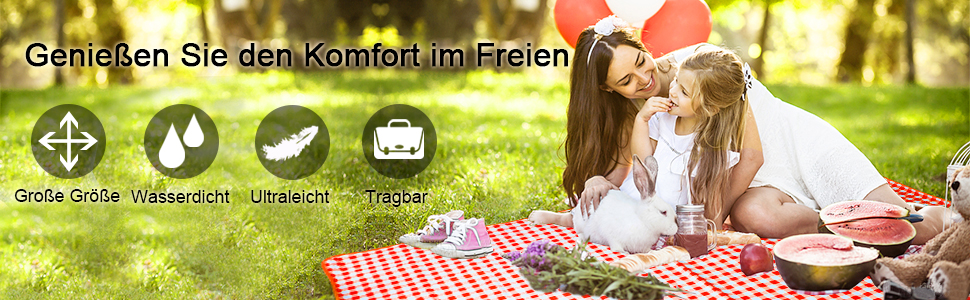 Плед для пікніка LIVEHITOP водонепроникний XXL, великий пляжний плед, складаний килимок для пікніка з ручкою для транспортування, для кемпінгу, парку, барбекю (150 x 200 см, червоно-клітинчастий)