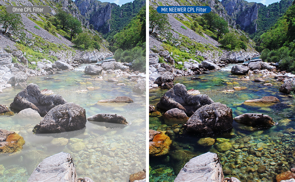 NEEWER Поляризаційний фільтр 67mm з 24 шарами, Nano MC CPL, для об'єктивів камери, зменшує відблиски та покращує контраст | HD скло