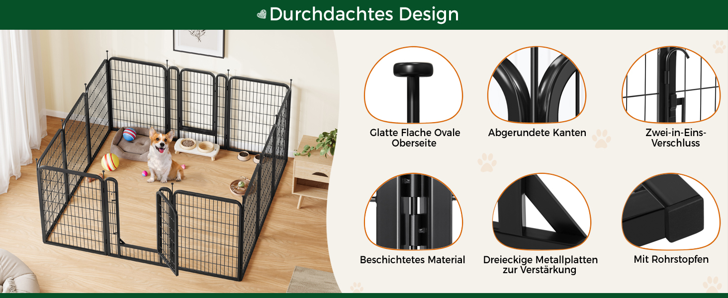 Переносний вольєр для собак Yaheetech 100 см, 16 частин, з 2 дверцятами, для дому та саду, без інструментів