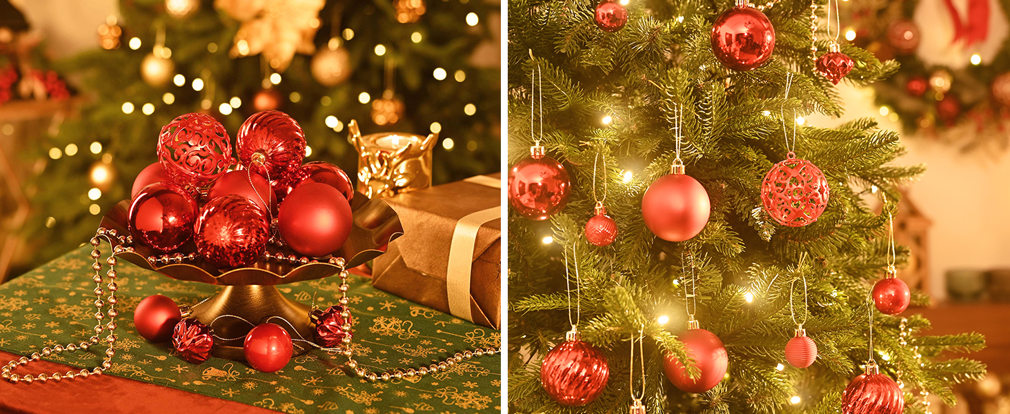 Набір прикрас для ялинки Valery Madelyn, 100 шт. ялинкові кулі з подарунковим пакуванням, червоні