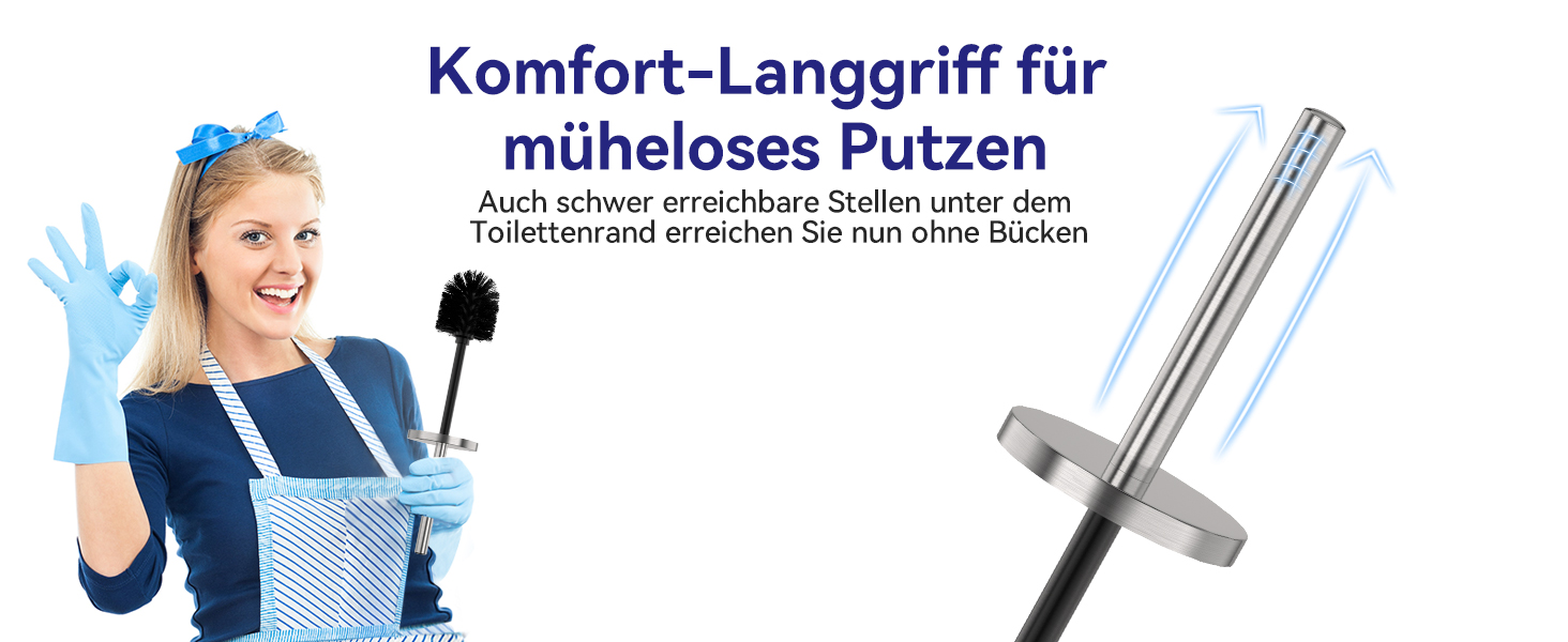 Набір для туалету DOWRY: щітка для унітазу з тримачем, 2 насадки, металева, для ванної кімнати (сріблястий, циліндричний)