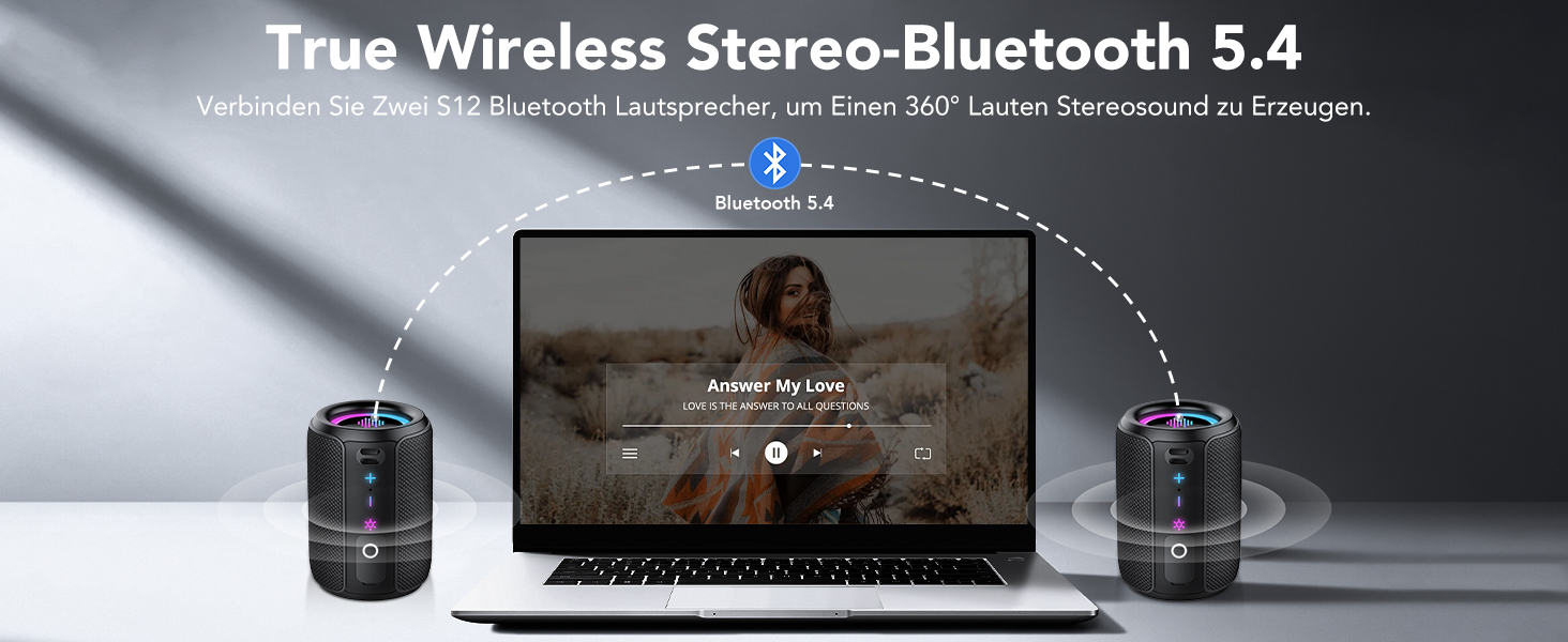 Bluetooth колонка 15W, портативна, водонепроникна IPX7, з TWS стерео, 12 год автономії, чорна – для спорту, вечірок, подорожей