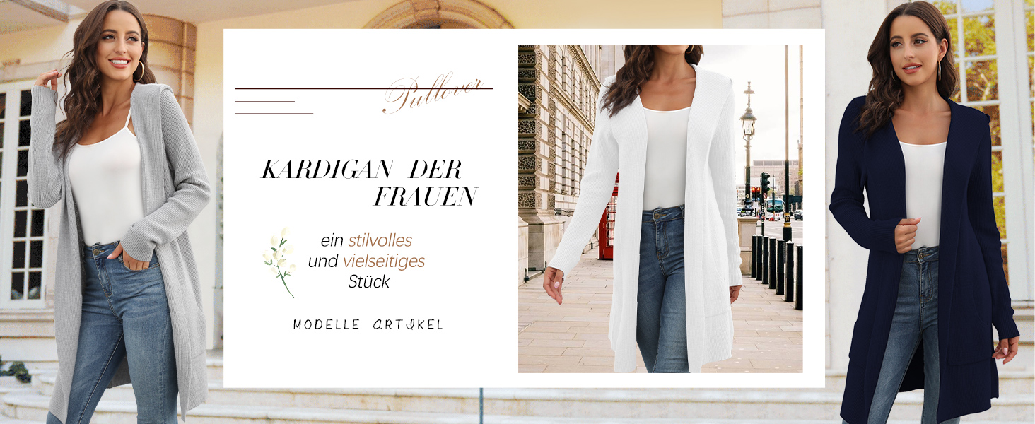 Жіночий трикотажний кардиган JUOIANTANG з довгими рукавами, кишенями та капюшоном, сірий, S-XXL