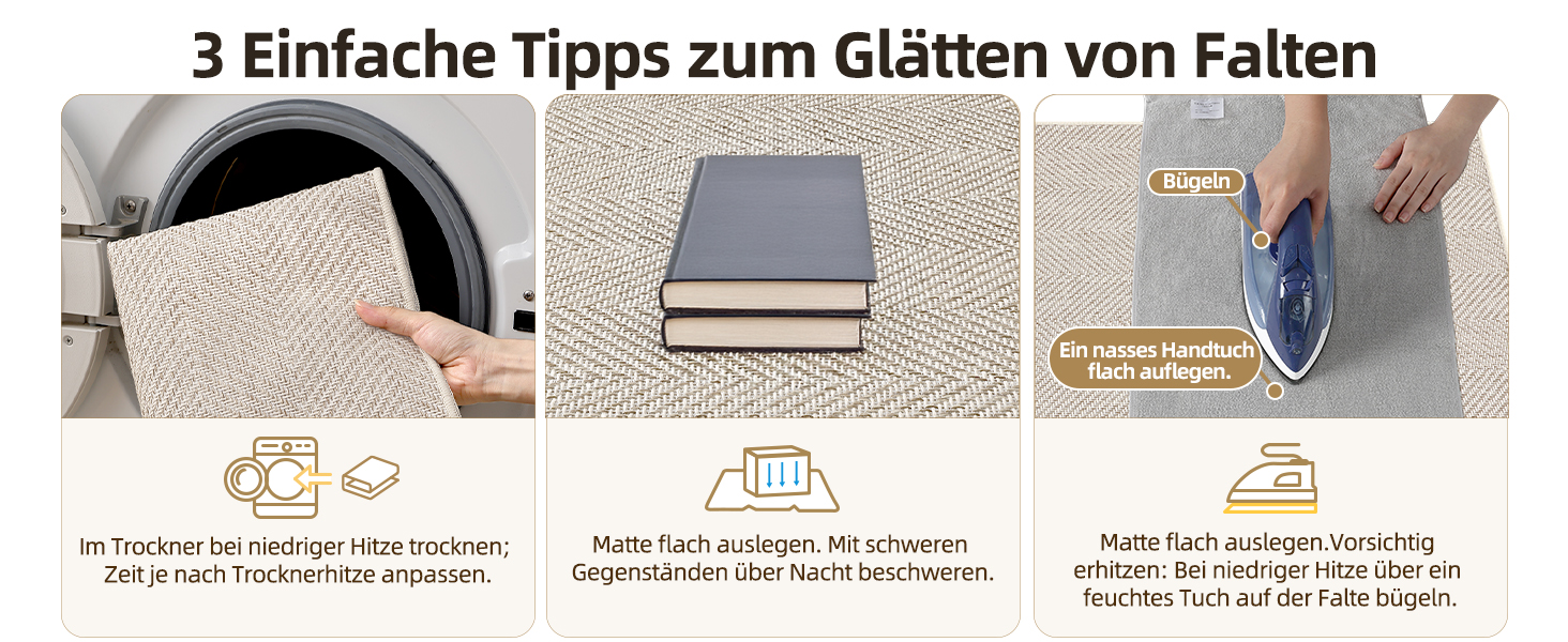 Килимок для дому COLOR&GEOMETRY Ultradünne Innentürmatte 43x76 см, машинного прання та антиковзаюча підлога, плоский килимок для приміщень, вбираючий килим для паркету, коридору (складений) (Білий, Бежевий, 61 x 91 см)