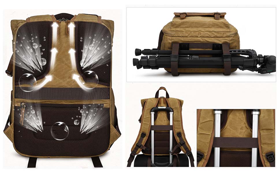 Рюкзак для фотокамери Vmokki Rolltop з водонепроникним покриттям, великий, з швидким доступом, анти-крадіжка, тримач для штатива, відділення для ноутбука. Підходить для дзеркальних фотоапаратів, аксесуарів (Хакі)