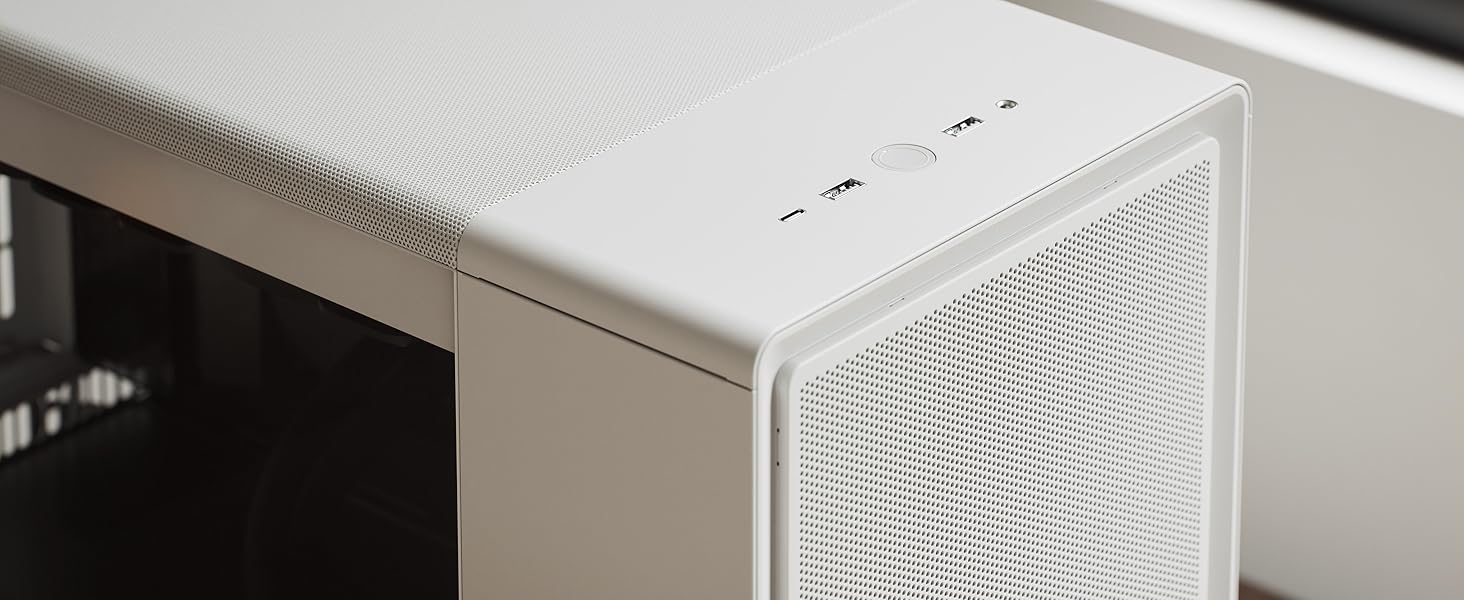 Комп'ютерний корпус Fractal Design Epoch Weiß з прозорою бічною панеллю з загартованого скла, Mesh-панель, 3 вентилятори Momentum 12, підтримка ATX/mATX/ITX