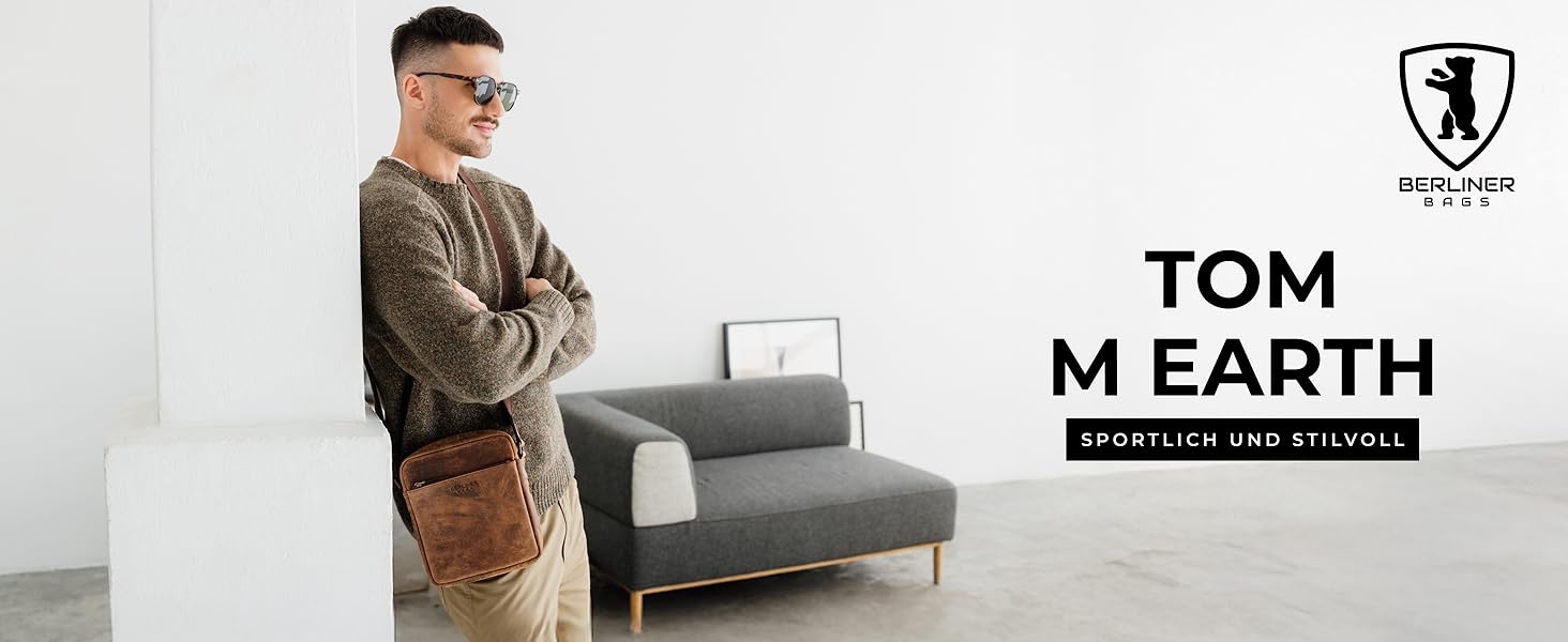 Чоловіча сумка через плече Berliner Bags Tom з натуральної шкіри (Earth, M)