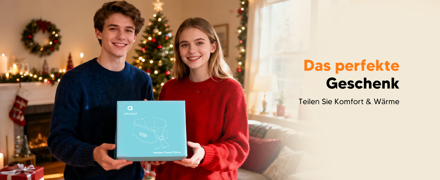 Подушка для шиї Arboleaf з підігрівом для подорожей: Memory Foam, USB-C зарядка, ергономіка 360°, проти болю в шиї, сіра