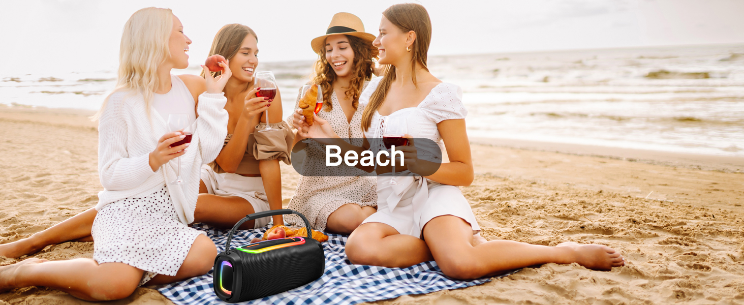 Портативна Bluetooth колонка з ручкою, 66 мм діаметр динаміка, BT5.3/24W/IP-X6 вологостійка, бездротова стерео колонка з RGB підсвічуванням, для дому/відкритих просторів/вечірок
