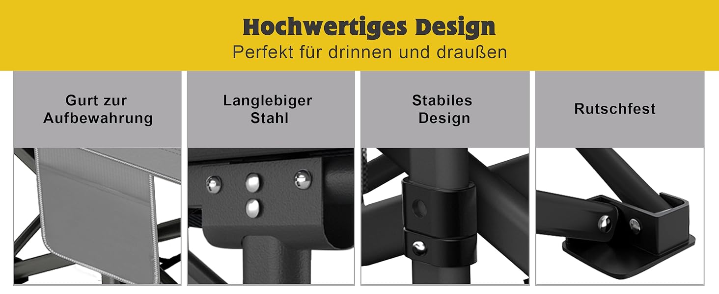 Розкладне ліжко для кемпінгу DRMOIS: велике (XXL), 81 см, вантажопідйомність 400 кг, з ізольованим килимком, сіре