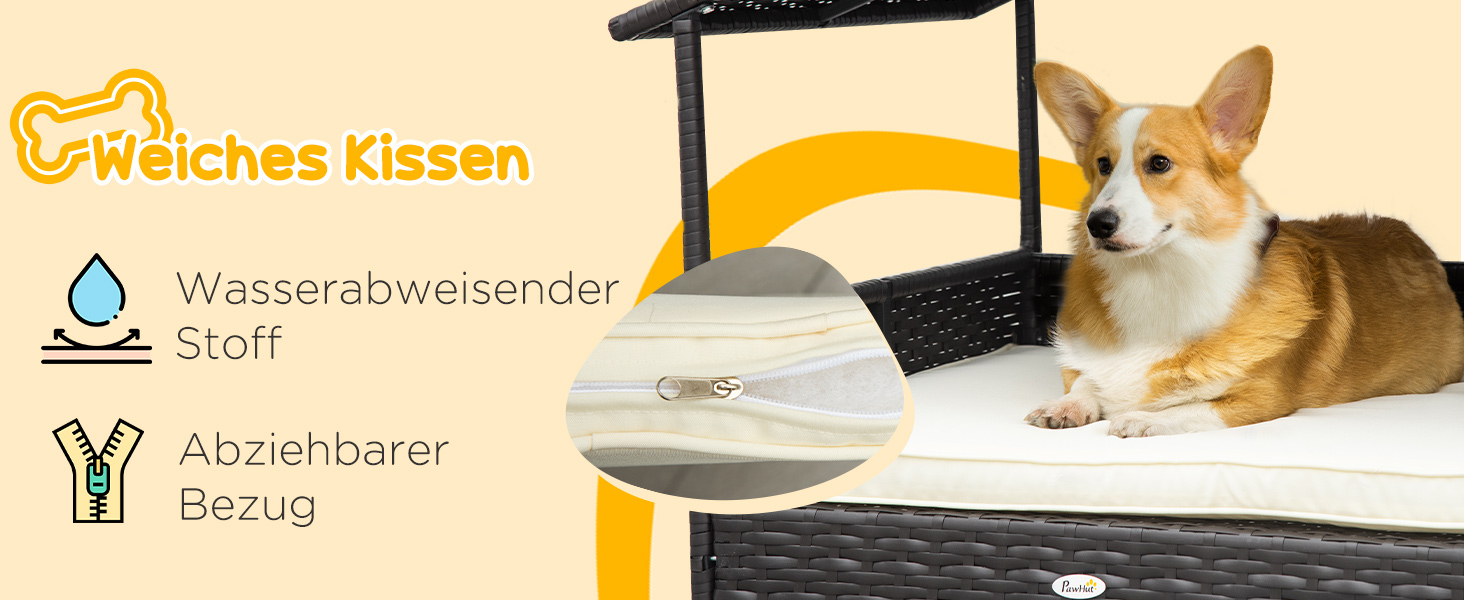 PawHut Лежанка для собак на вулицю з дахом, піднята лежанка для маленьких та середніх собак, прохолодна лежанка для домашніх тварин з металевим каркасом, подушка для вулиці, 69 x 98 x 70 см, кавово-коричневий колір