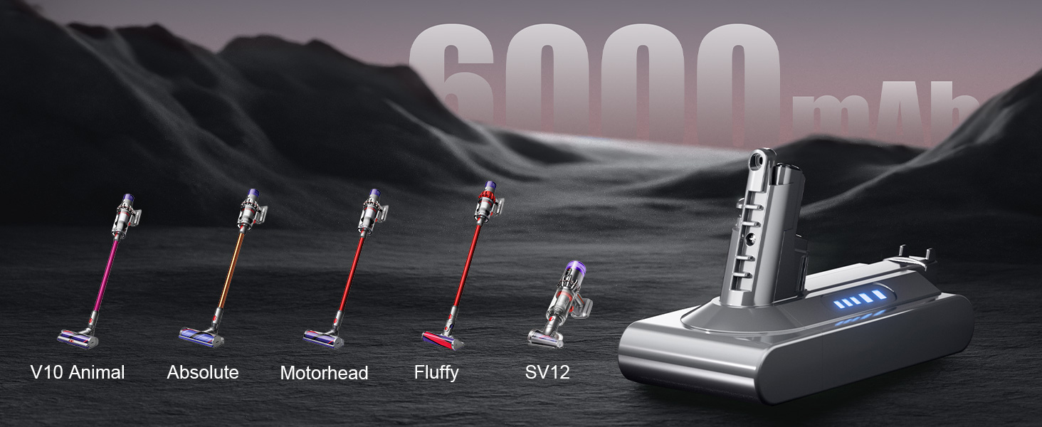 Замінний акумулятор Powtree для пилососів Dyson DC62, DC58, DC59, DC61, DC72, DC74, SV04, SV05, SV06, SV07, SV09, Animal, Absolute (з 2 фільтрами, кришкою та 2 шурупами) (V10)