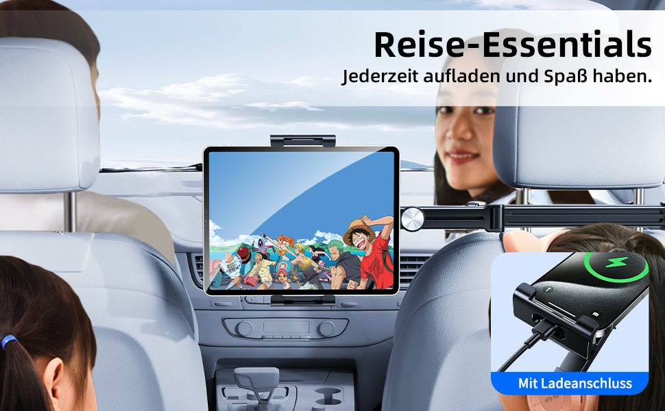 Тримач для iPad/Tablet в авто, висувний, для iPhone/Samsung/Switch/Kindle, 4-13 дюймів, з гачками, чорний