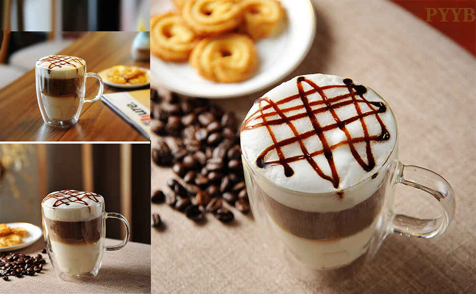 2 скляні термочашки для кави та лате макіато, 2 шт. (700 мл)