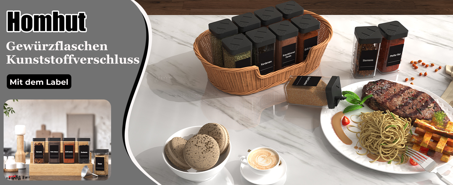 Набір баночок для спецій кутовий 12 шт. 120 мл з кришкою, чорний. Органайзер для спецій, баночки для приправ з дозатором, 36 етикеток