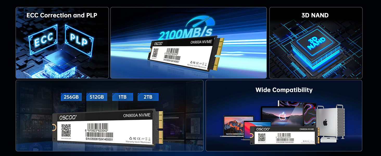 SSD NVMe PCIe Gen3.0x4 512GB для Mac (2013-2018) - до 2000 МБ/с читання, 1600 МБ/с запис