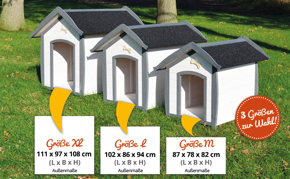 Будка для собак Zooprinz Bella - водовідштовхуюча, з масивного дерева, для вулиці, екологічна фарба, 3 розміри (XL)