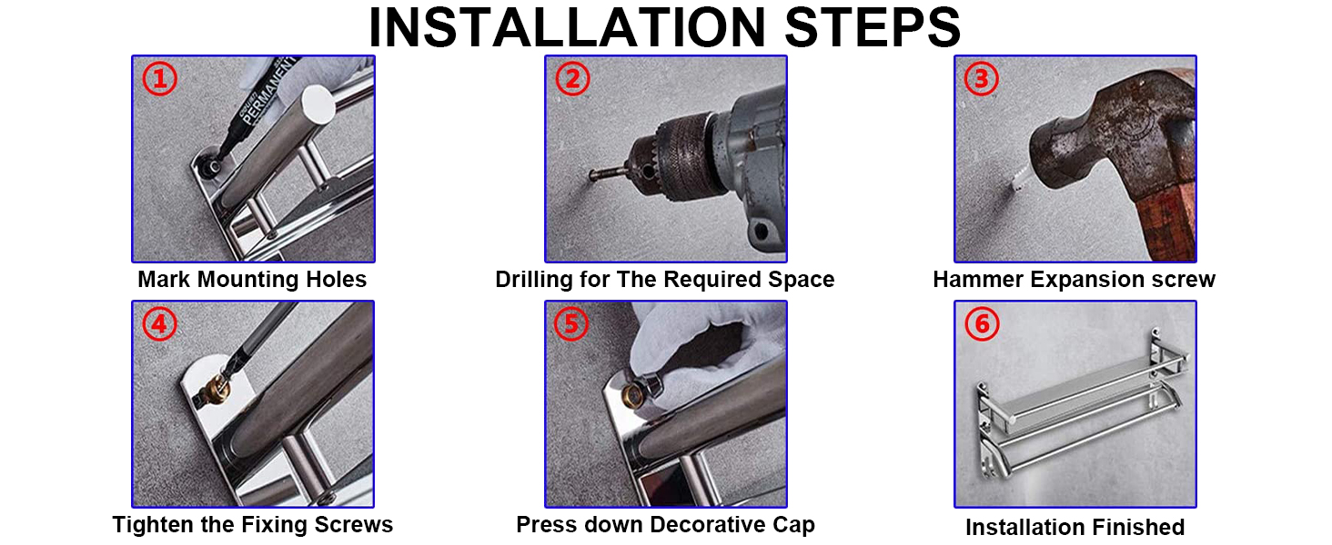 Тримач для рушників з полицею та гачками, хром, нержавіюча сталь, 59 см, для ванної кімнати, кухні, туалету