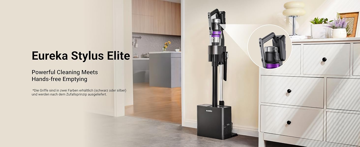 Пилгопоглинач Eureka Stylus Elite з док-станцією, 24000 Па, автоматичним випорожненням, мішком 3л, 60 хв роботи, антизаплутана щітка, LED-фара, знімна батарея