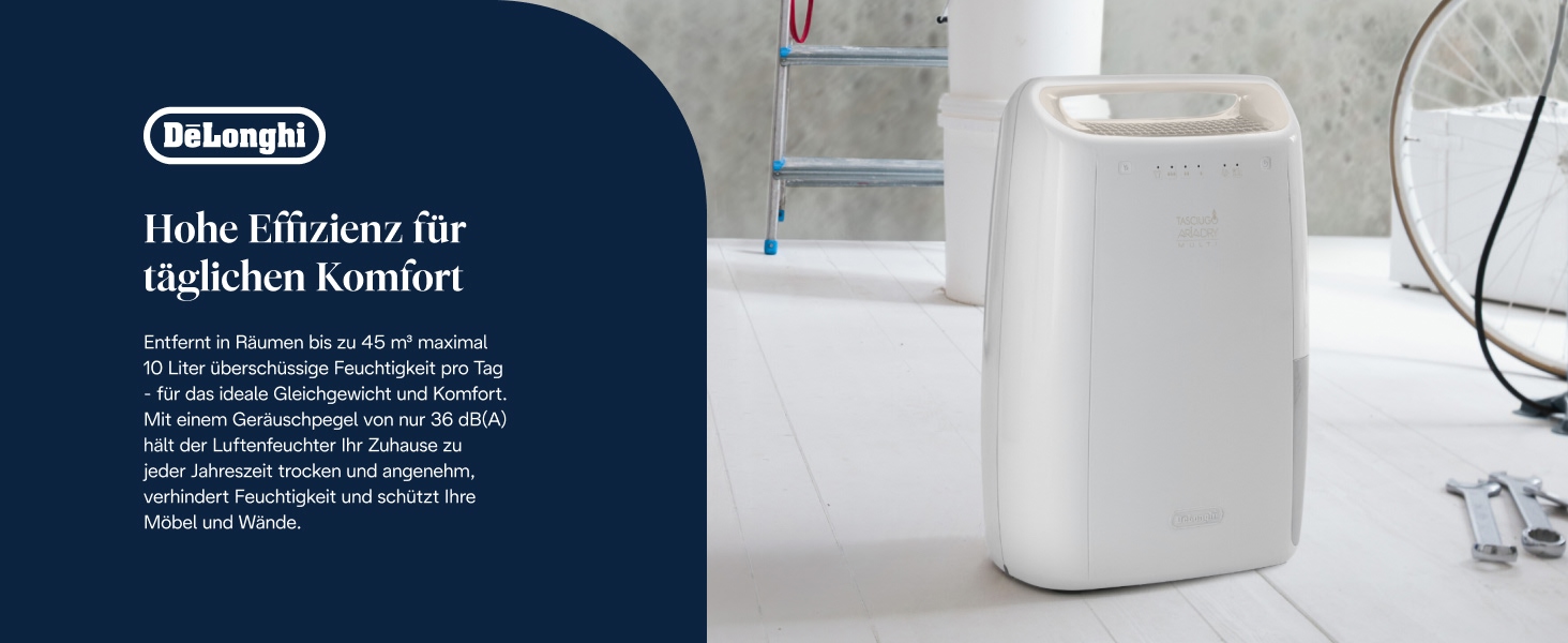 Зволожувач повітря De'Longhi Tasciugo AriaDry DEX210SF - портативний, 10л/день, 3-х фільтри, сушка білизни, захист від плісняви