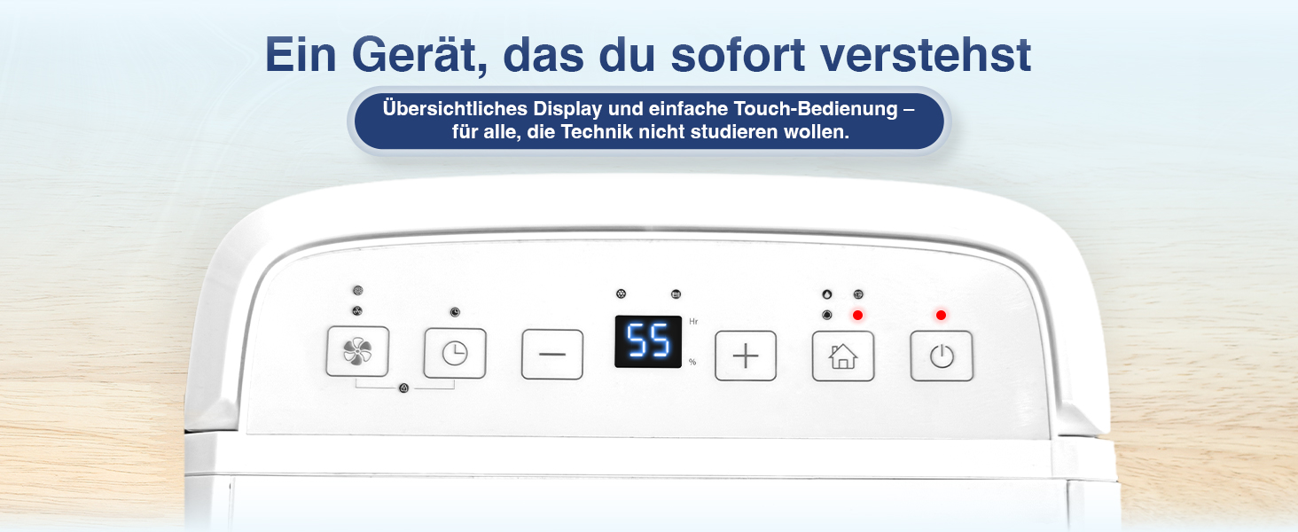Електричний осушувач повітря BonAura® 10L з LED дисплеєм, таймером та авто-режимом - для підвалів та приміщень до 40м³ - допомога від плісняви