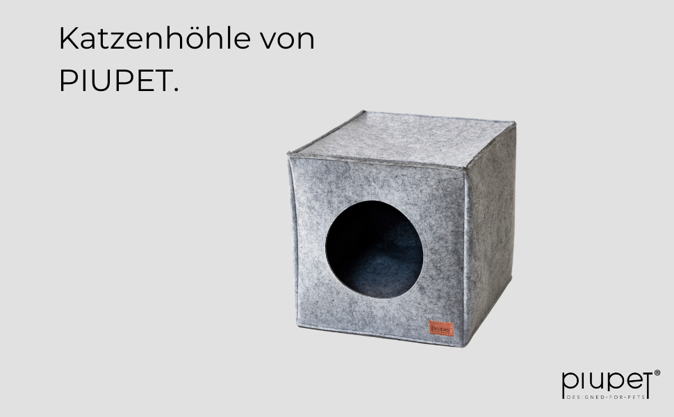 Кішка Будиночок-Печера PiuPet® з подушкою | Підходить до стелажів IKEA® Kallax та Expedit | Сірий | 33x33x37 см