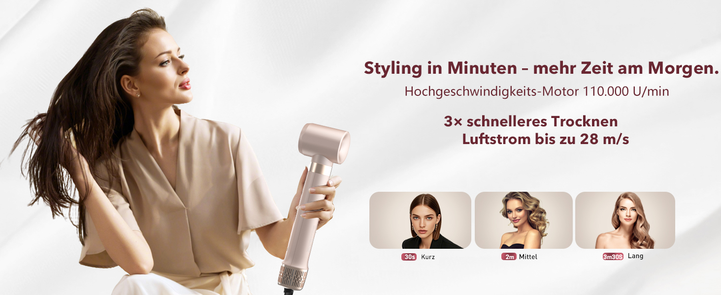 Airstyler 6-в-1: Фен, плойка, об'єм, локони, випрямлення. Рожевий (Champagnerfarben)