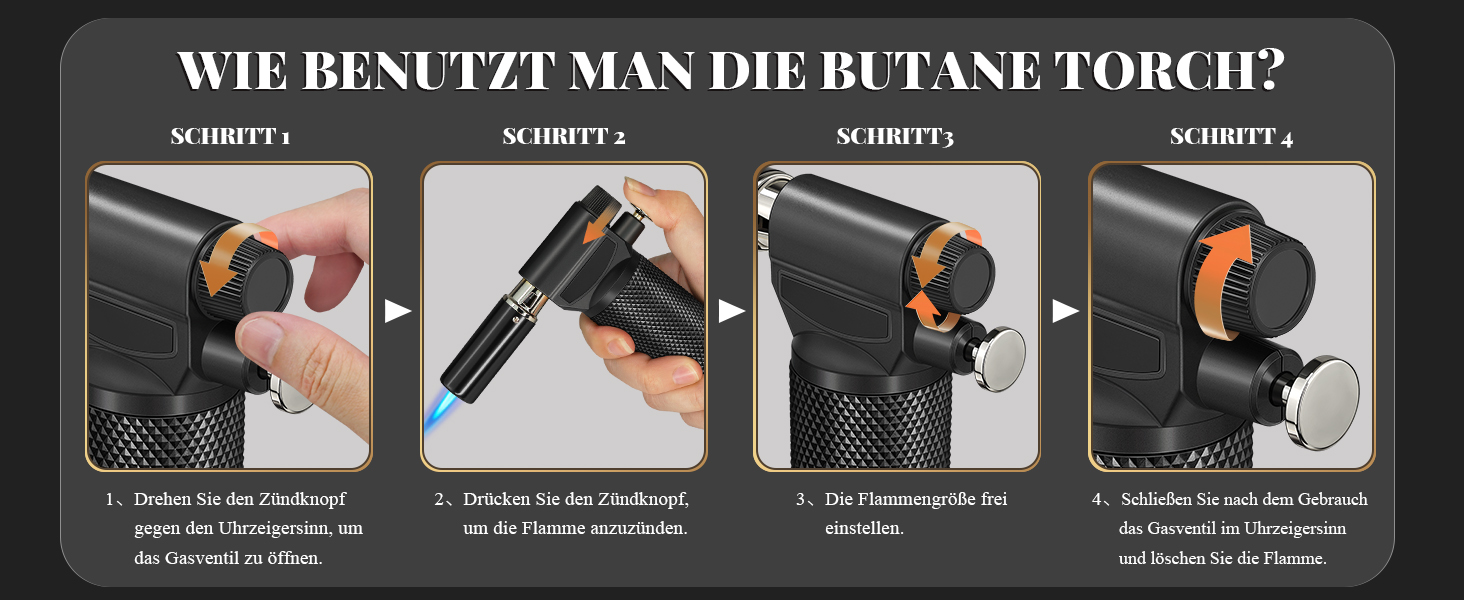 Газовий запальник для кухні з регульованим полум'ям Jet, одноручний, для приготування їжі, грилю, паяння (без газу), Zq1-bk