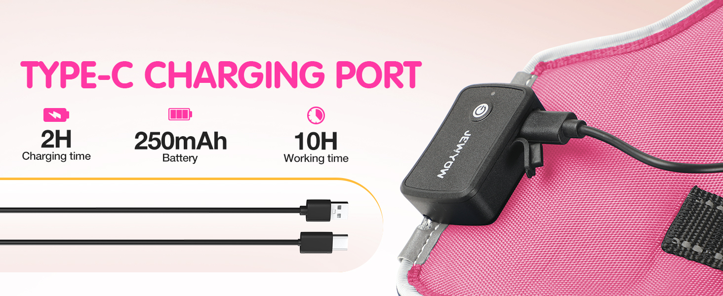 Світловідбиваючий нашийник для собак Jewyow з LED, перезаряджуваний, м'який, регульований, водонепроникний, для середніх та великих собак, зелений (рожевий, M)