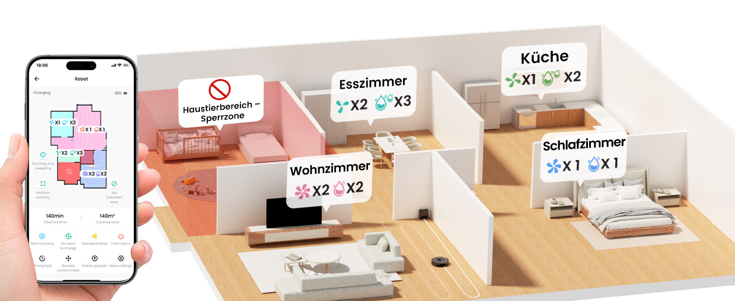 Робот-пилосос LEFANT M2 Pro з потужністю 6000 Pa, автоматичною витяжкою сміття, лазерною навігацією та картографією, індивідуальним прибиранням, уникненням перешкод PSD, ідеальний для видалення шерсті тварин, білий (M2Plus)